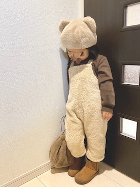 「動物モチーフ」｜「アイテム（オールインワン・サロペット）」を使った、echico☺︎︎さん（キッズ・90cm）の冬コーディネート