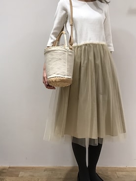 「haupia（ハウピア）のアイテム」を使った、haupia天王寺MIOプラザ館店さん（レディース・157cm）の冬コーディネート