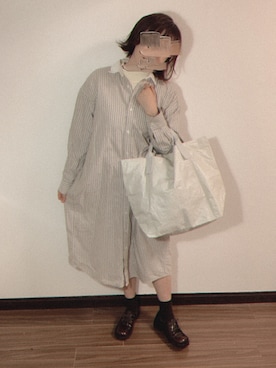 「MUJI」｜「アイテム（ワンピース/ドレス）」を使った、ゆうちょさん（レディース・153cm）の秋コーディネート