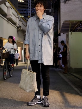 「READYMADE（レディメイド）のアイテム（バッグ）」を使った、二宮一幸さん（メンズ・179cm）の春コーディネート