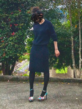 「リブニット」｜「アイテム（セットアップ）」を使った、inaryoさん（レディース・162cm）の秋コーディネート