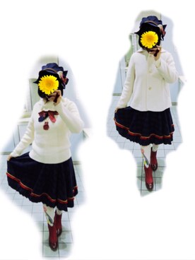 「ehka sopo（エヘカソポ）のアイテム（ピーコート）」を使った、Mさん（レディース・158cm）の冬コーディネート