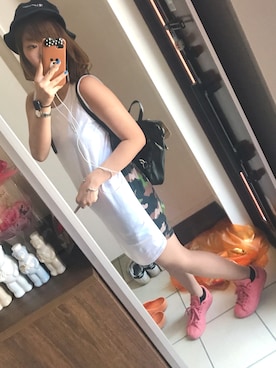 「Rodeo Crowns（ロデオクラウンズ）のアイテム（シャツワンピース）」を使った、バターさん（レディース・167cm）の夏コーディネート