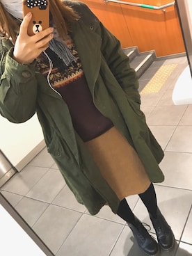 「古着女子」｜「アイテム（モッズコート）」を使った、バターさん（レディース・167cm）の冬コーディネート