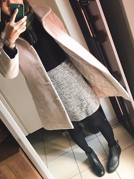 「MAJESTIC LEGON（マジェスティックレゴン）のアイテム（ステンカラーコート）」を使った、バターさん（レディース・167cm）の冬コーディネート