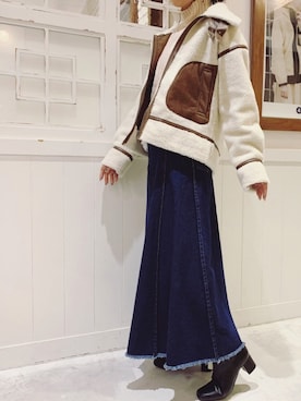 「cepo（セポ）のアイテム（ブルゾン）」を使った、ちょんちぇ。さん（レディース・160cm）の秋コーディネート