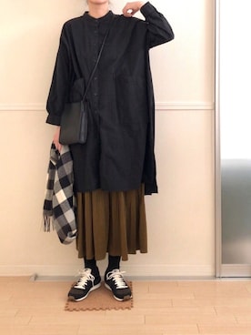 「チェック柄に恋してる」｜「アイテム（シャツワンピース）」を使った、yu*さん（レディース・166cm）の秋コーディネート