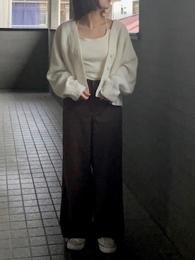 「チェック柄に恋してる」｜「アイテム（キャミソール）」を使った、チさん（レディース・150cm）の秋コーディネート