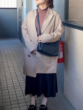 「ベロアスカート」｜「アイテム（ローファー）」を使った、チさん（レディース・150cm）の冬コーディネート