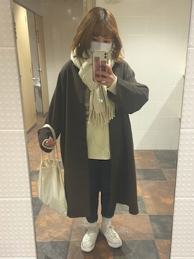 「Libra Cue（リブラ キュー）のアイテム（ステンカラーコート）」を使った、チさん（レディース・150cm）の冬コーディネート