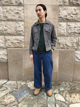 「Levi's（リーバイス）のアイテム（ブルゾン、グレー系）」を使った、Human&Arrowさん（メンズ・169cm）の秋コーディネート