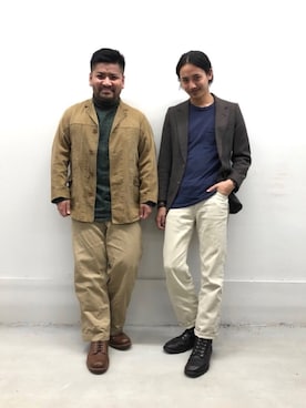 「VINTAGE（ヴィンテージ）のアイテム（テーラードジャケット、グレー系）」を使った、Human&Arrowさん（メンズ・169cm）の秋コーディネート