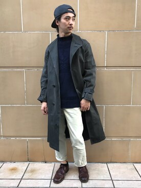 「Levis」｜「アイテム（ステンカラーコート）」を使った、Human&Arrowさん（メンズ・169cm）の秋コーディネート