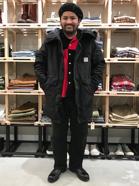 「Carhartt（カーハート）のアイテム（モッズコート）」を使った、Human&Arrowさん（メンズ・169cm）の秋コーディネート