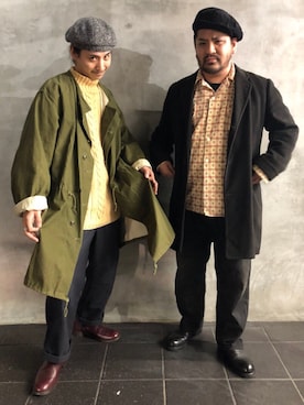 「RRL（ダブル アール エル）のアイテム（キャスケット）」を使った、Human&Arrowさん（メンズ・169cm）の冬コーディネート