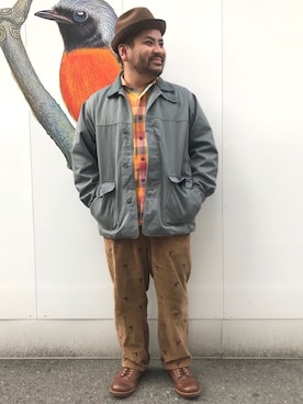 「patagonia（パタゴニア）のアイテム（その他アウター、グリーン系）」を使った、Human&Arrowさん（メンズ・169cm）の秋コーディネート