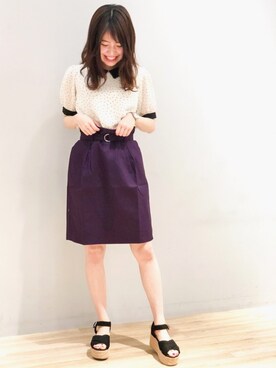 yuiさんの「・ハイウエストベルト付きナロースカート」を使ったコーディネート