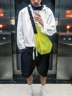 「wisdom（ウィズダム）のアイテム（トップス）」を使った、River Kuoさん（メンズ・173cm）の夏コーディネート