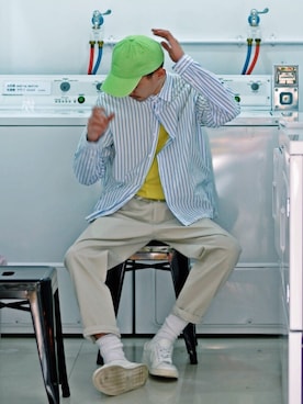 「plain-me（プレインミー）のアイテム（シューズ）」を使った、River Kuoさん（メンズ・173cm）の秋コーディネート