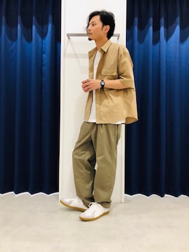 「KELTY（ケルティ）の◆KELTY／ケルティー別注ビックシルエットストレッチシャツ（シャツ/ブラウス）」を使った、くろろろんさん（メンズ・169cm）の夏コーディネート