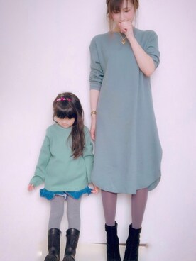 「ワッフルクルーネックＴ」｜「アイテム（ワンピース/ドレス）」を使った、--Aki--さん（レディース・167cm）の冬コーディネート