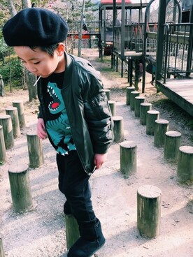 「UNIQLO（ユニクロ）のアイテム（ジャケット/アウター、グリーン系）」を使った、ht marketさん（キッズ・120cm）の冬コーディネート