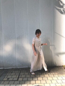「STUDIOUS（ステュディオス）のアイテム（シャツワンピース）」を使った、NISHIHARA HIKARIさん（レディース・155cm）の春コーディネート