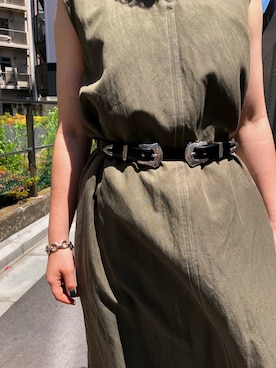 「アイテム（ワンピース/ドレス、グリーン系）」を使った、NISHIHARA HIKARIさん（レディース・155cm）の夏コーディネート