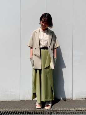 「CLANE（クラネ）のアイテム（スカート）」を使った、NISHIHARA HIKARIさん（レディース・155cm）の夏コーディネート