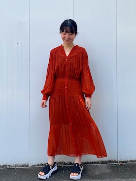 「STUDIOUS（ステュディオス）のアイテム（ワンピース/ドレス）」を使った、NISHIHARA HIKARIさん（レディース・155cm）の夏コーディネート