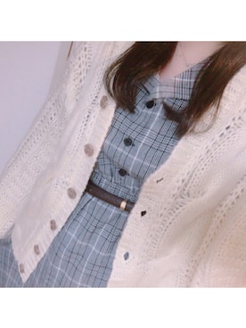 「one after another NICE CLAUP（ワンアフターアナザーナイスクラップ）のアイテム（シャツワンピース）」を使った、あみさん（レディース・153cm）の冬コーディネート