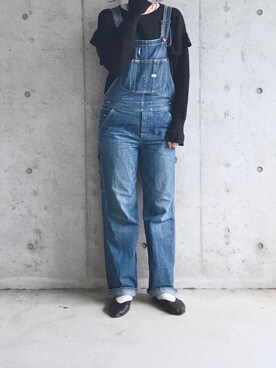 「白ソックス」｜「アイテム（サロペット/オーバーオール）」を使った、yukoさん（レディース・170cm）の秋コーディネート