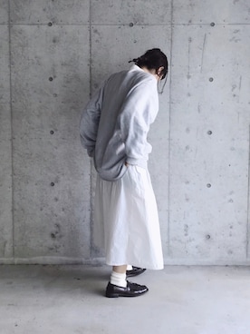 「アイテム（モカシン/デッキシューズ）」を使った、yukoさん（レディース・170cm）の冬コーディネート