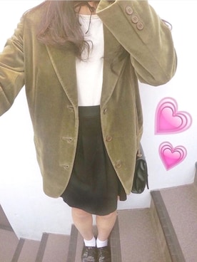 「靴下屋（クツシタヤ）の◆カタログ掲載◆小松菜奈さん着用◆【WOMEN】◆2×2リブ ショートソックス（ソックス/靴下、ホワイト系）」を使った、🌙미우미우さん（レディース・160cm）の冬コーディネート
