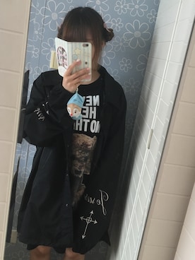 「MILKBOY（ミルクボーイ）のNEVER HEAR BEAR Tシャツ（Tシャツ/カットソー）」を使った、Marukoさん（レディース・155cm）の春コーディネート
