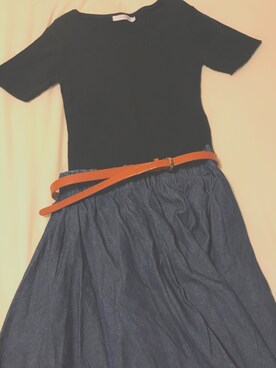 「AMERICAN HOLIC（アメリカンホリック）のアイテム（Tシャツ/カットソー、ブラック系）」を使った、yさん（レディース）の夏コーディネート