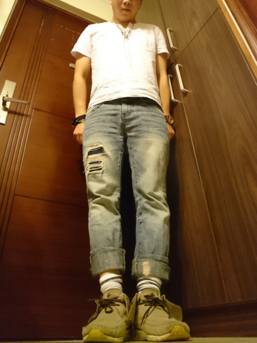 「VINTAGEのアイテム（デニムパンツ、ブルー系）」を使った、mike_jan_lamさん（メンズ・170cm）の秋コーディネートの1枚目の写真