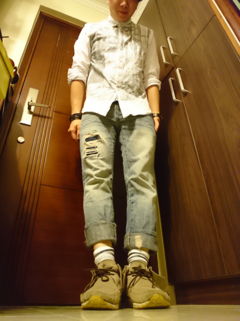 「VINTAGEのアイテム（デニムパンツ、ブルー系）」を使った、mike_jan_lamさん（メンズ・170cm）の秋コーディネートの1枚目の写真
