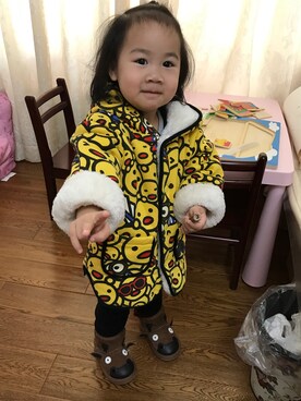 「PANCOATのアイテム」を使った、蛋那个卷さん（キッズ・90cm）の冬コーディネート