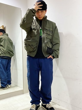 「XLARGE（エクストララージ）のアイテム（ナイロンジャケット）」を使った、中村晟治さん（メンズ・166cm）の冬コーディネート