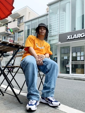 「エクストララージ」｜「アイテム（帽子）」を使った、中村晟治さん（メンズ・166cm）の春コーディネート