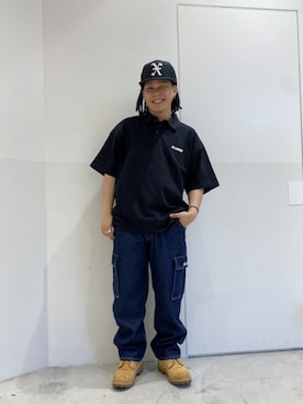 「エクストララージ」｜「アイテム（キャップ）」を使った、中村晟治さん（メンズ・166cm）の春コーディネート