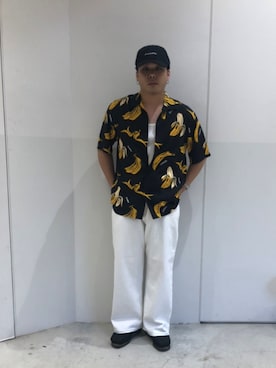 「エクストララージ」｜「アイテム（キャップ）」を使った、中村晟治さん（メンズ・166cm）の夏コーディネート