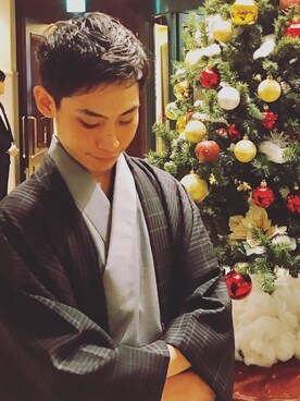 「和服」｜「アイテム（その他アウター）」を使った、Yamamoto Syotaさん（メンズ・170cm）の冬コーディネート