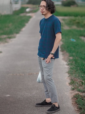 「ナイキ」｜「アイテム（スリッポン）」を使った、HIroto21さん（メンズ・173cm）の夏コーディネート