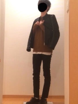 「新年一発目」｜「アイテム（ライダースジャケット）」を使った、いっせーさん（メンズ・174cm）の冬コーディネート