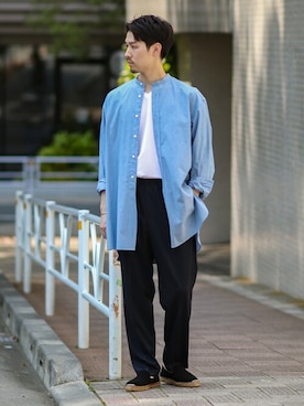 「EDIFICEスタッフ」｜「アイテム（スリッポン）」を使った、JUNPEIさん（メンズ・174cm）の春コーディネート