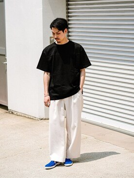 「EDIFICEスタッフ」｜「アイテム（スリッポン）」を使った、JUNPEIさん（メンズ・174cm）の春コーディネート