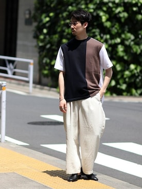 「EDIFICE（エディフィス）のアイテム（その他シューズ）」を使った、JUNPEIさん（メンズ・173cm）の春コーディネート