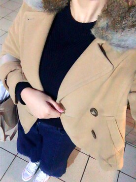 「archives（アルシーヴ）のアイテム（ピーコート）」を使った、saさん（レディース・163cm）の冬コーディネート